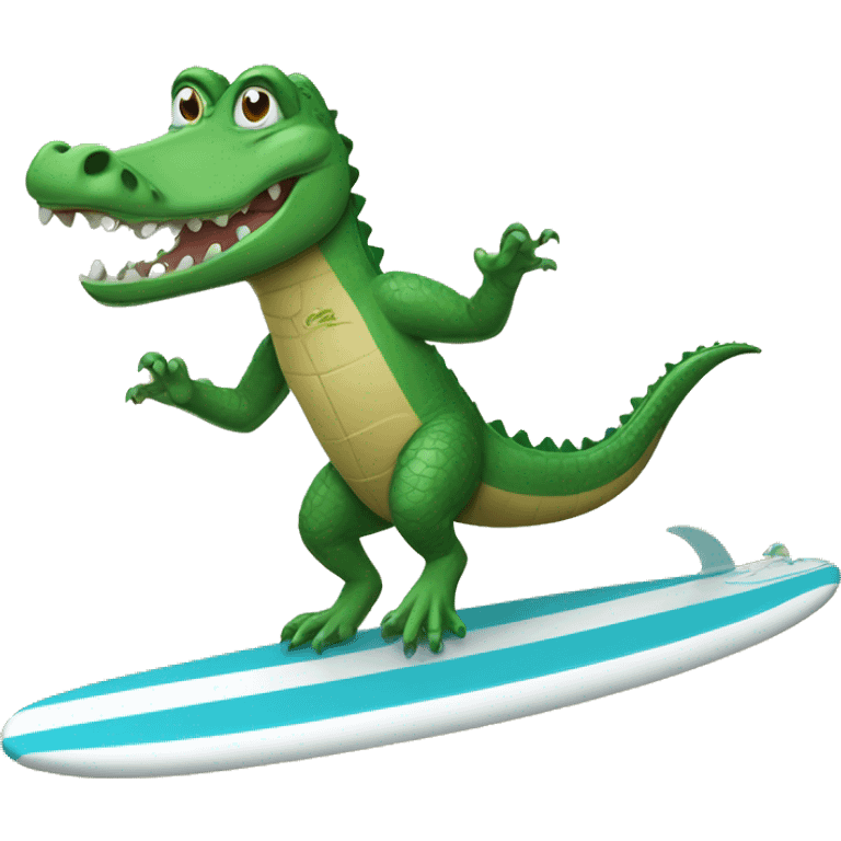 crocodile riding a surfboard emoji