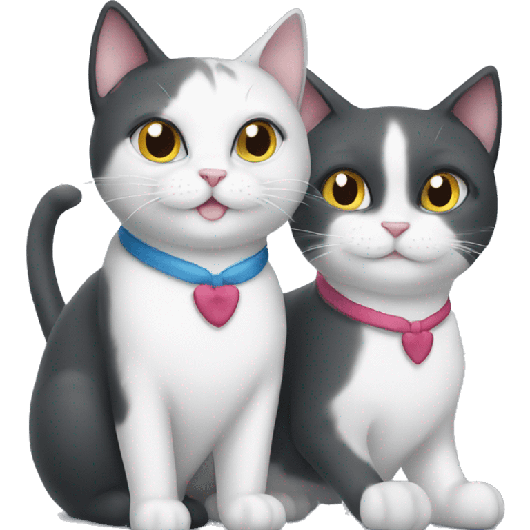  tuxedo cat and gray cat both happy emoji