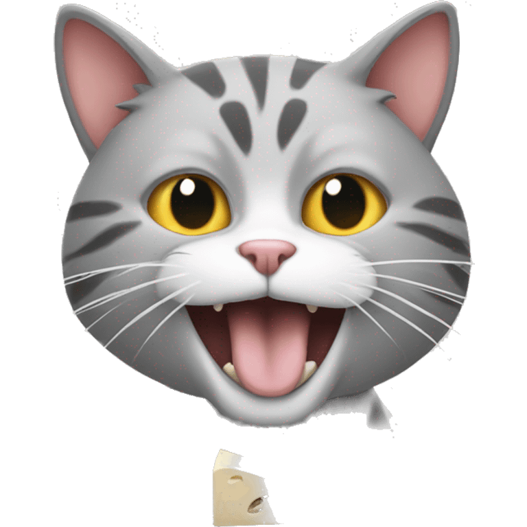 A cat with a mouse in its mouth emoji