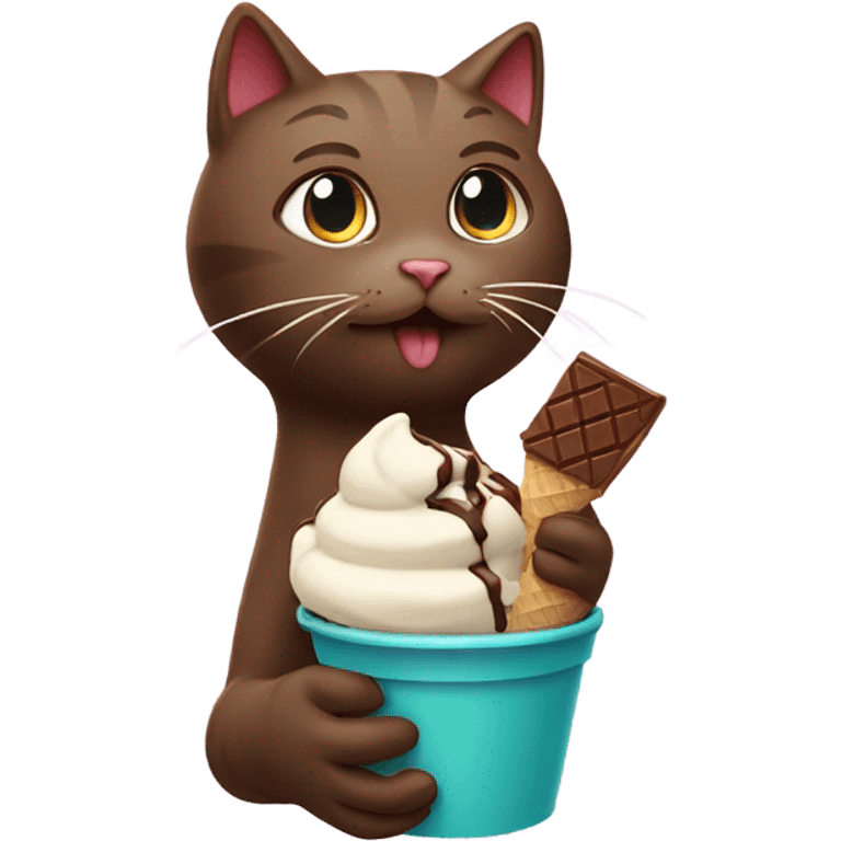 A cat eating chocolate ice cream  emoji