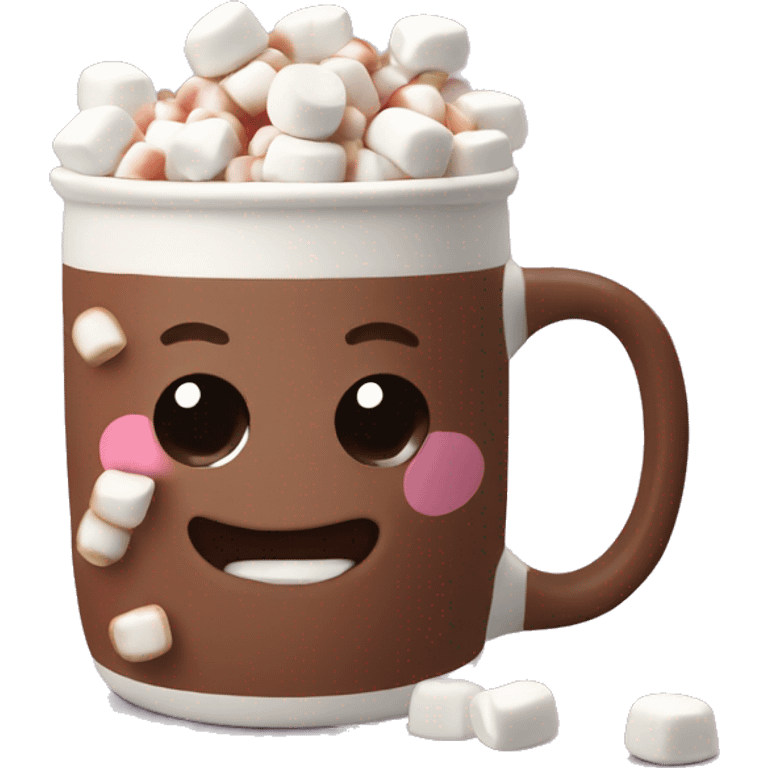 Cute Mug of hot chocolate with mini marshmallows emoji