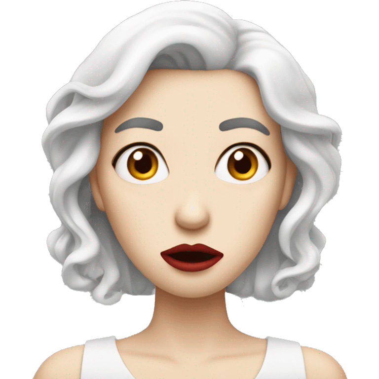 person with white skin and red lips that is shocked  emoji