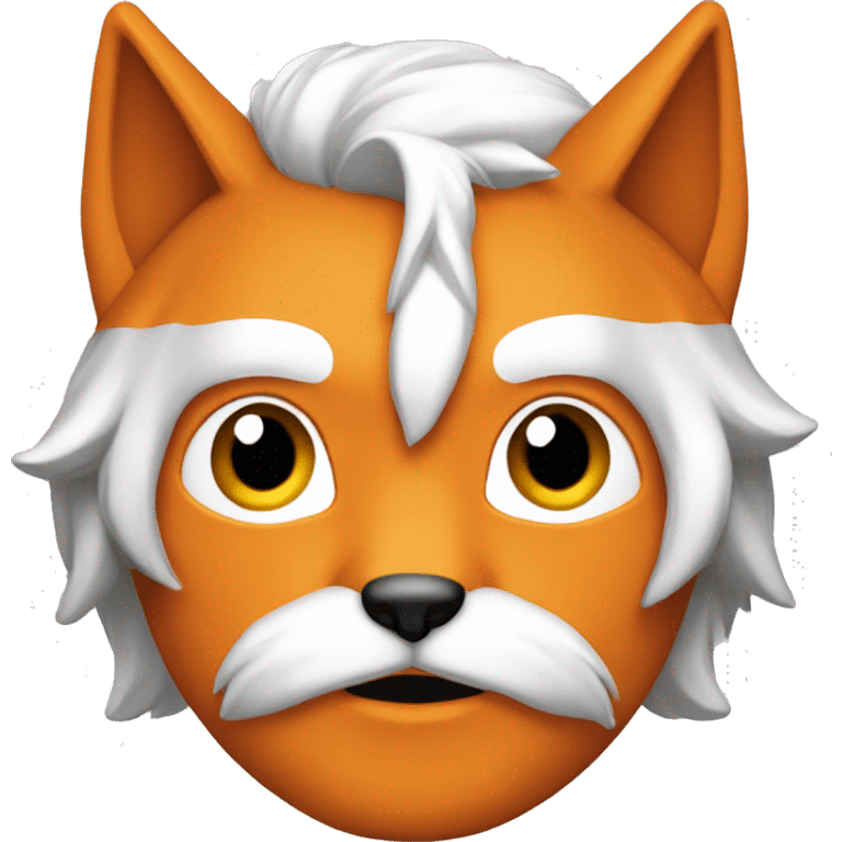 Orange-haired man wearing half kitsune mask emoji