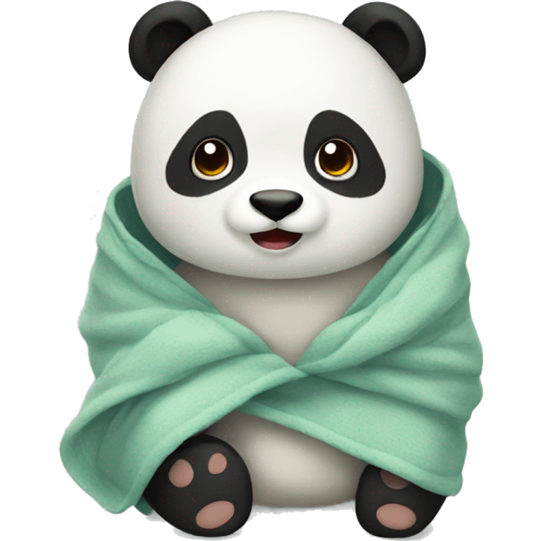 Panda cozy in blanket emoji