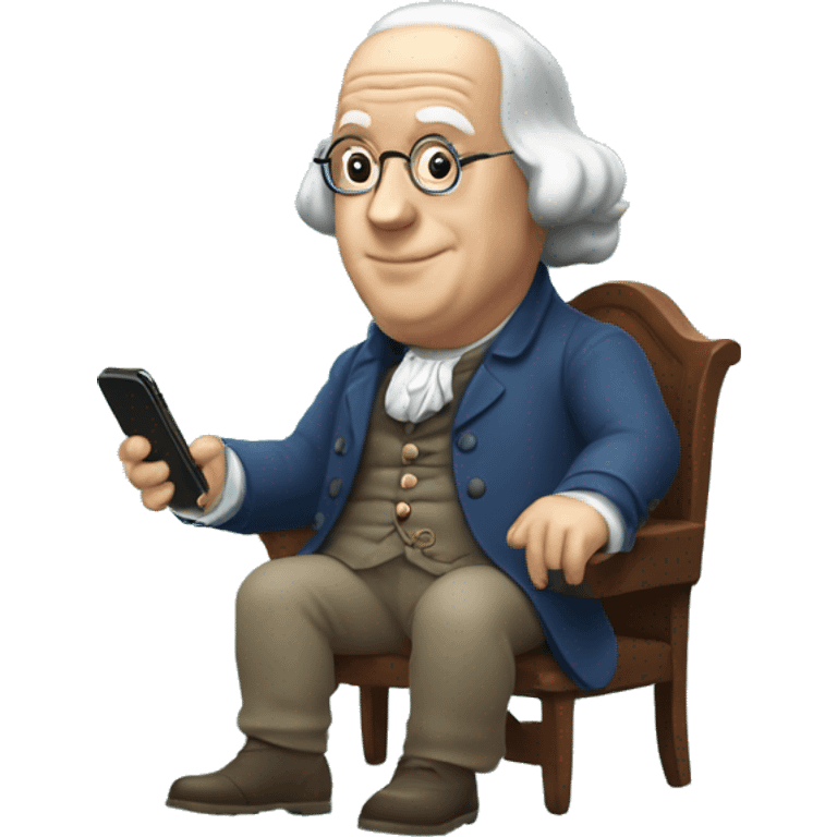 benjamin franklin playing moble phone emoji