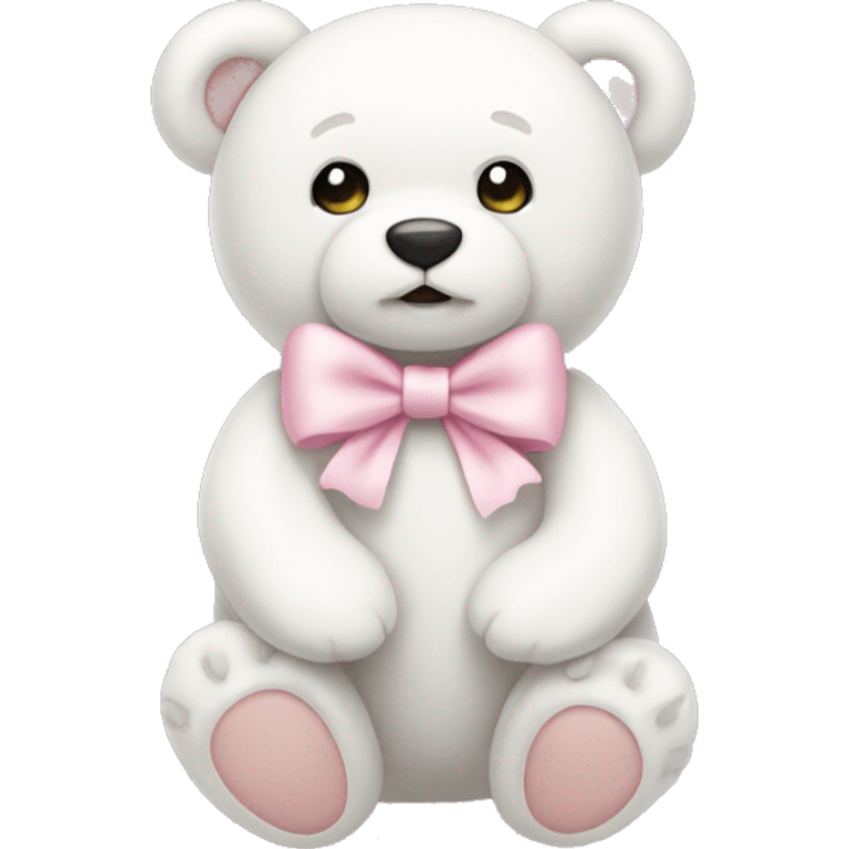 White teddy bear with light pink bow emoji