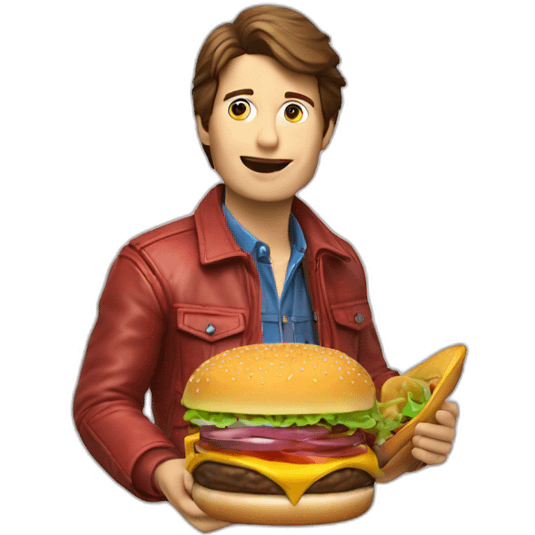 marty mcfly comiendo hamburguesa  emoji