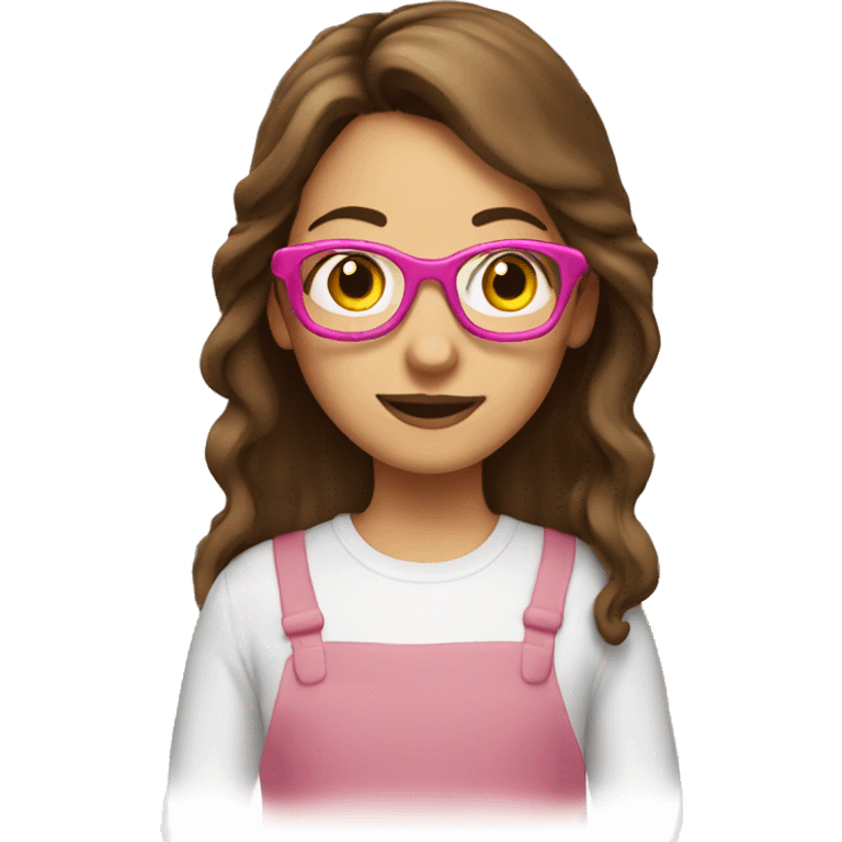 girl with brown hair and pink glasses baking  emoji