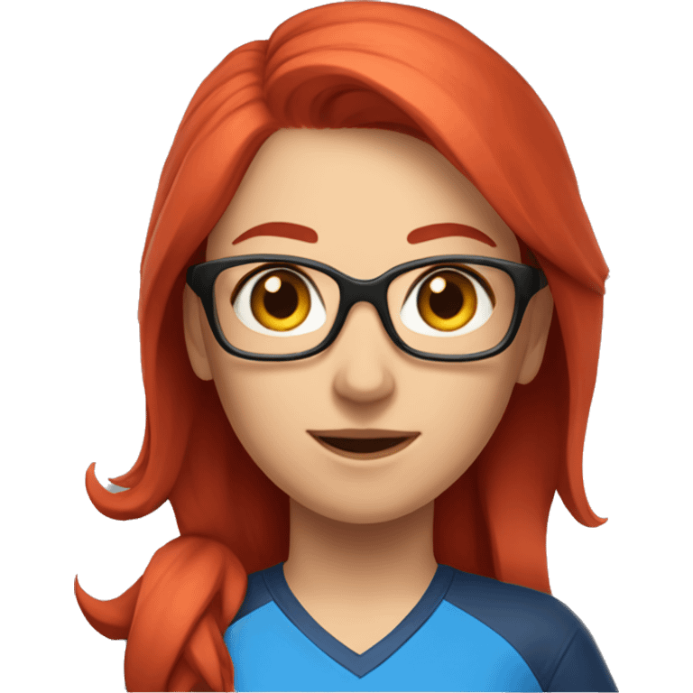 a female esports coach with red hair and blue shirt.  emoji