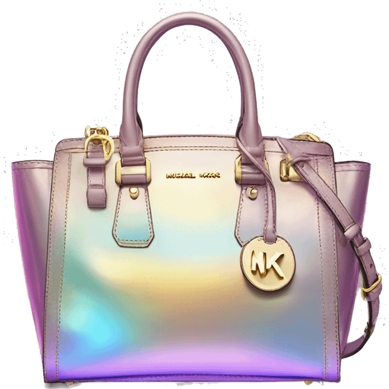 Realistic iridescent designer Michael kors satchel purse. emoji