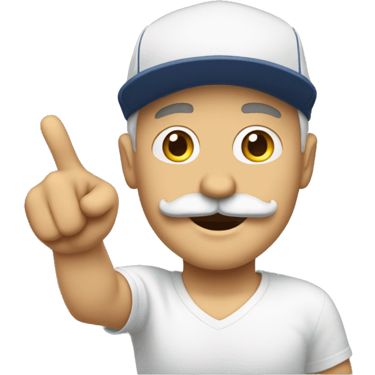 white dad with mustache and cap forward doing hang loose emoji