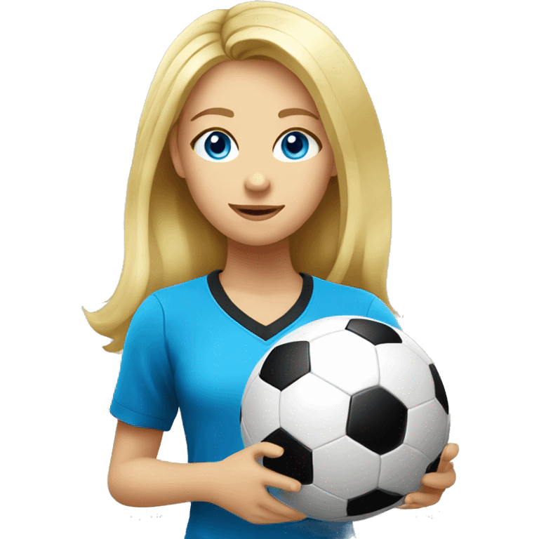 blonde girl blue eyes playing soccer full body emoji