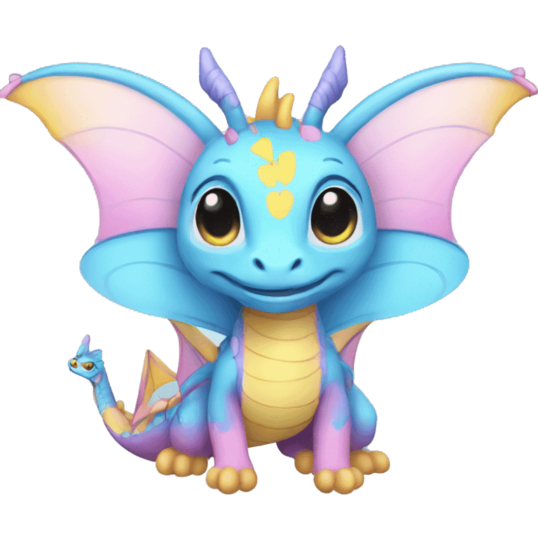 pink, blue and yellow pastel dragon female butterflies dragon puppet emoji