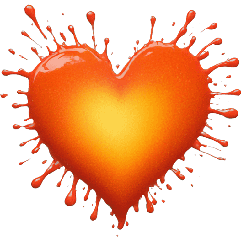 splattered paint heart glowing red-orange warmth emoji