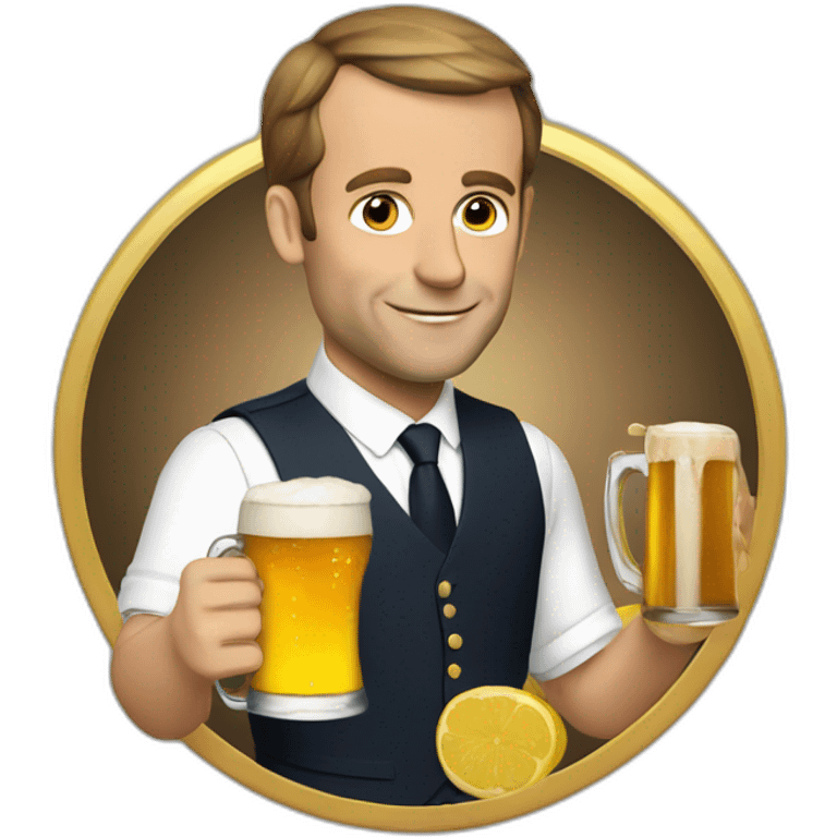 Macron with beer emoji