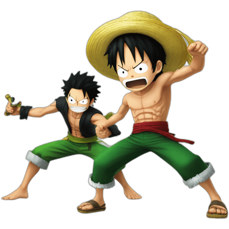 Luffy and Zoro fight emoji