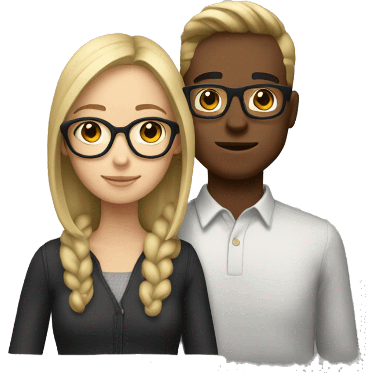 Blonde girl with glasses with her brown hair boyfriend  emoji