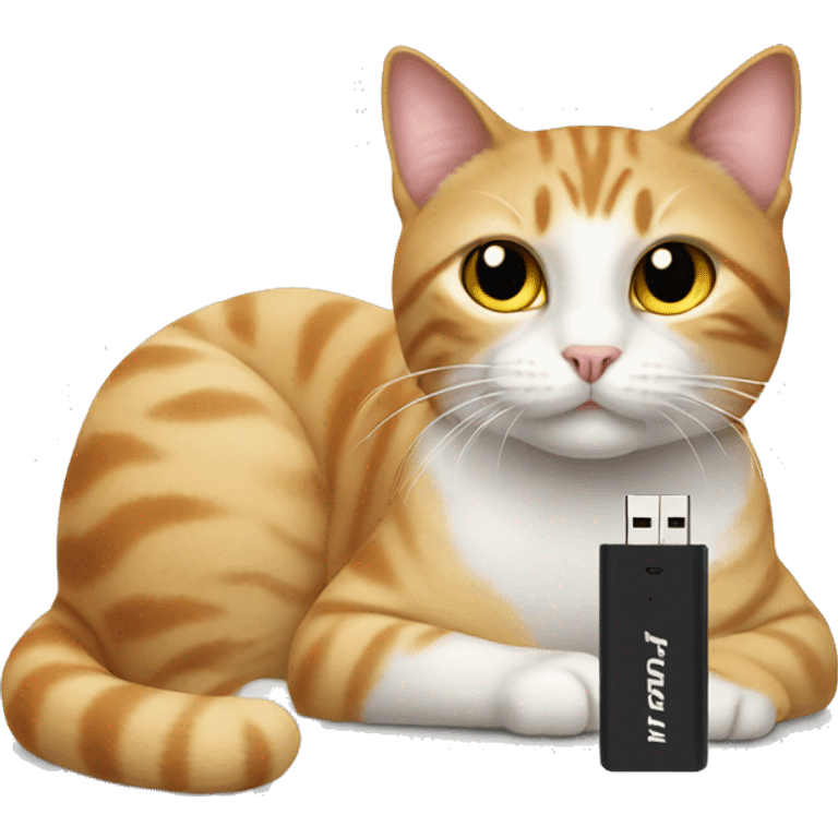 cat holding a usb emoji