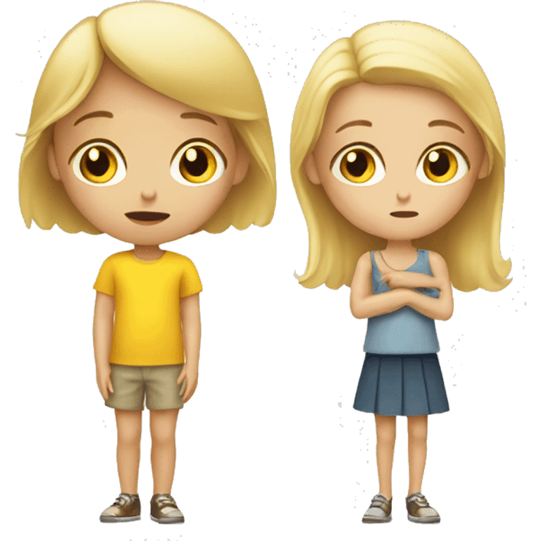 blonde child does not give a toy to another sad blonde child emoji