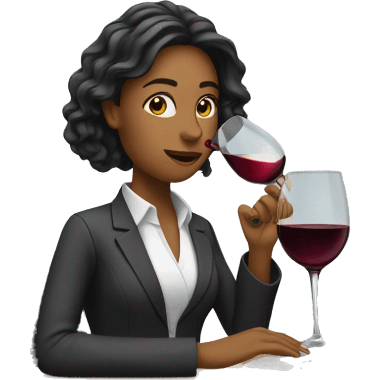 business woman drinking wine while using a laptop emoji