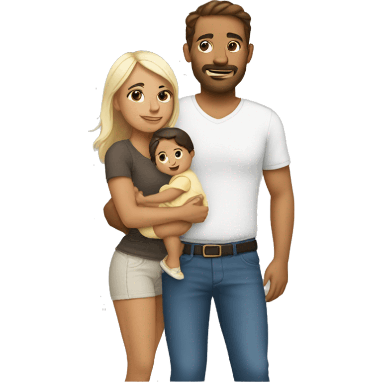 White man and Hispanic girl carrying a baby emoji