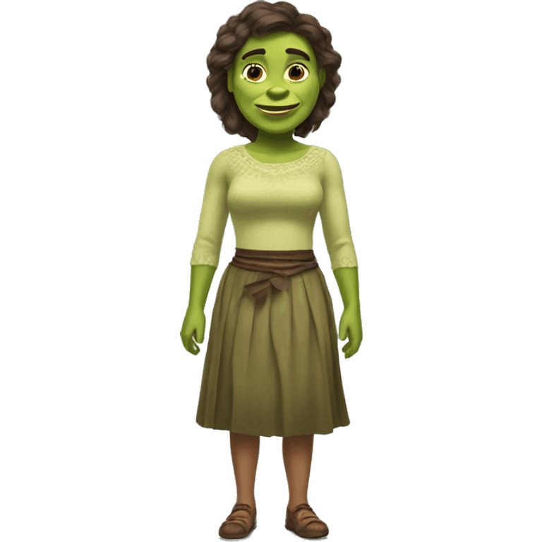 Shrek wearing a skirt emoji