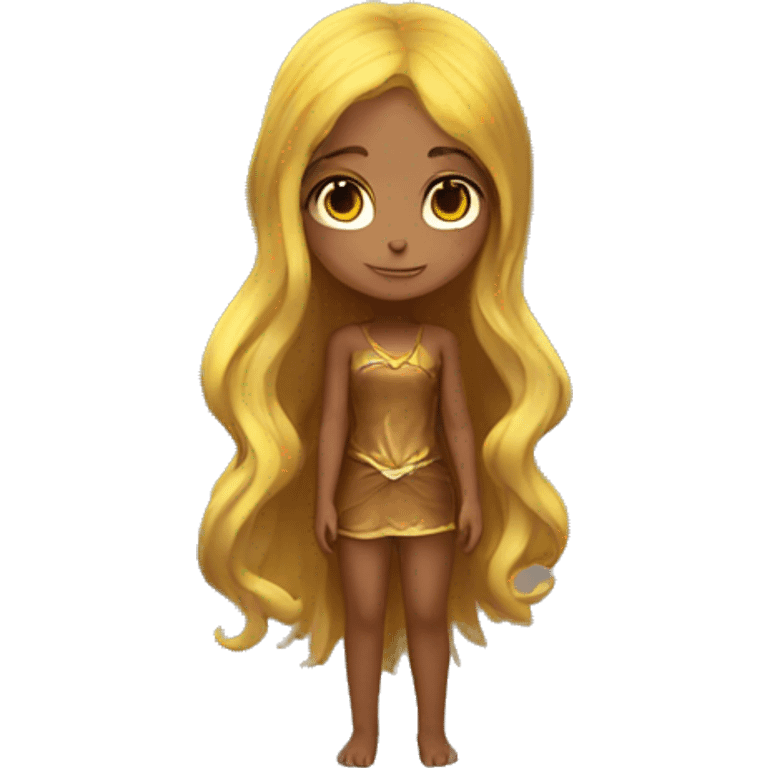 big wings, sunflower, Beautiful, fairy, gold, brown, long hair emoji