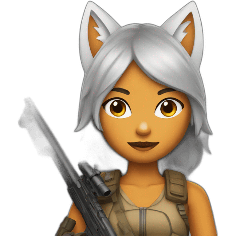 Foxgirl with rifle emoji