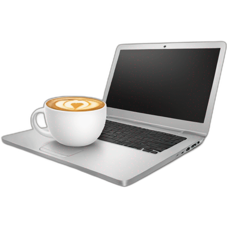 Laptop with cup of coffee emoji