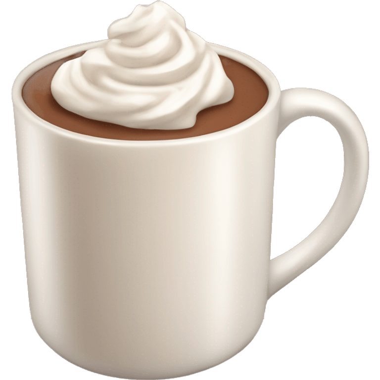 beige mug of hot chocolate with whipped cream and cinnamon emoji