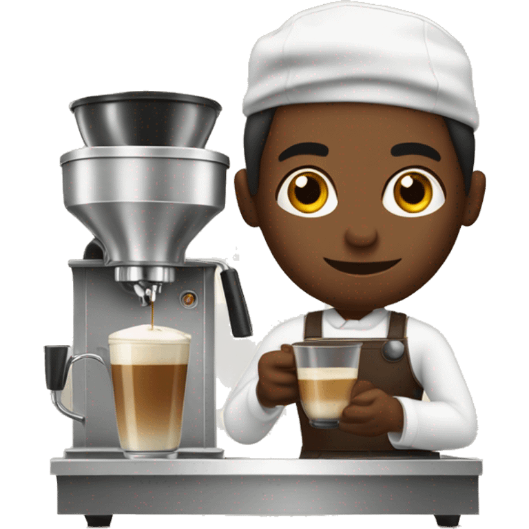 Barista making latte with espresso machine emoji