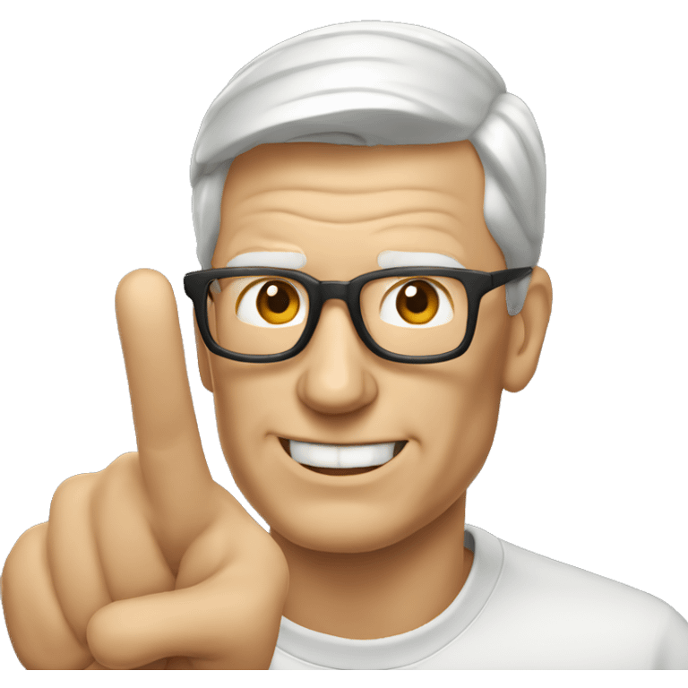 Older white Tim Cook pointing  emoji