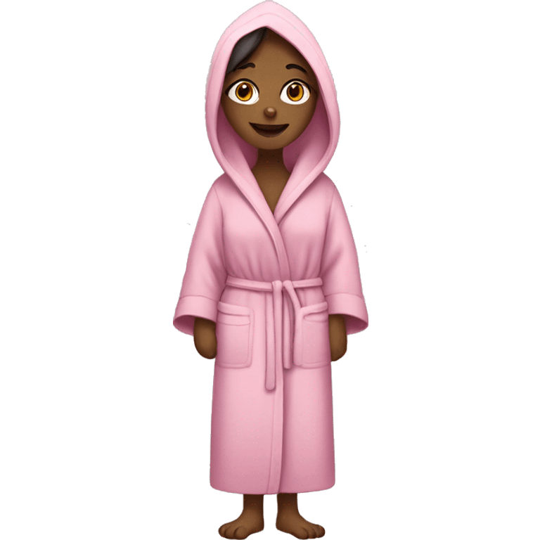 girl in dressing gown with dog emoji