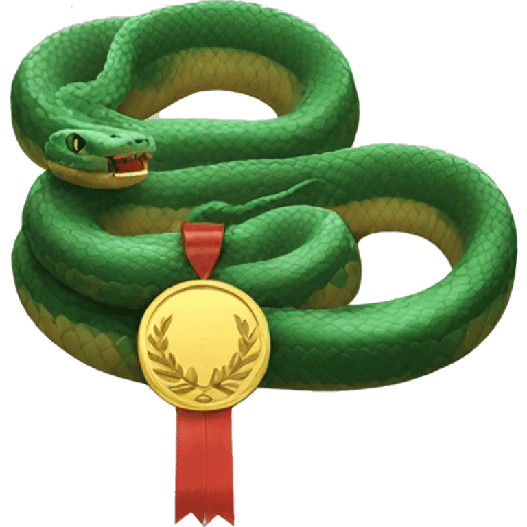 Big snake with a gold medal emoji