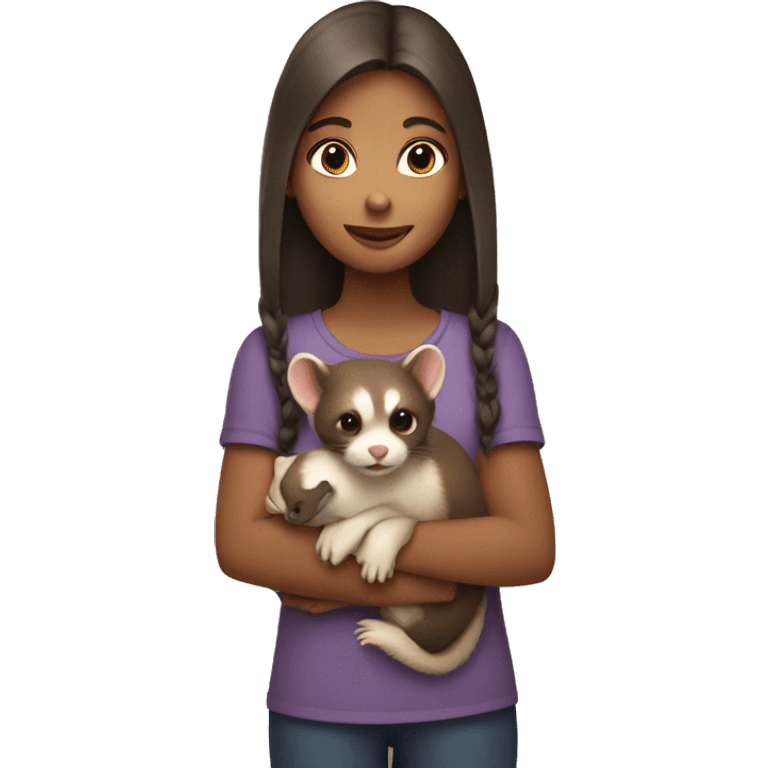 girl holding a ferret emoji