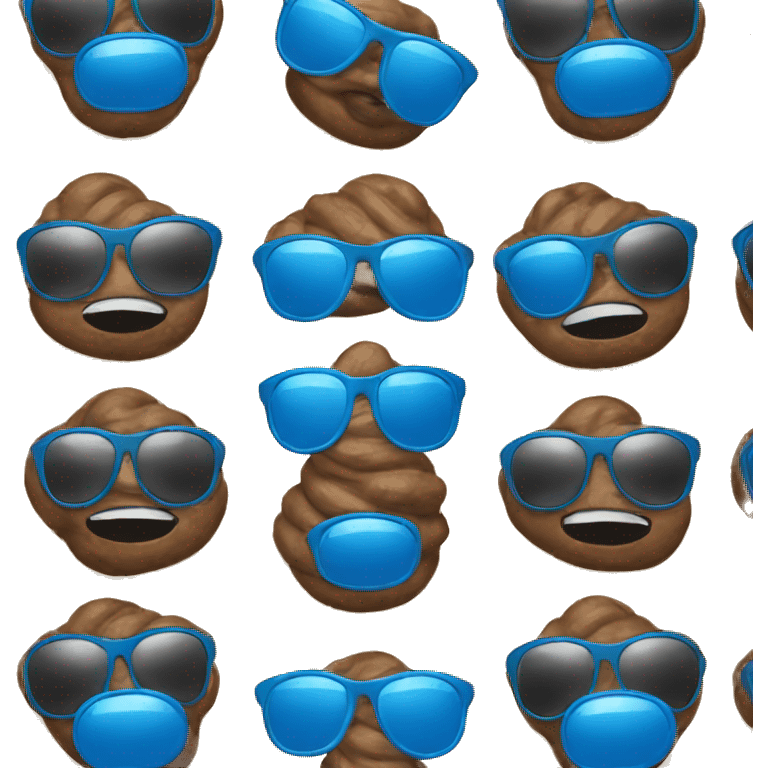 A poop with blue lighting sunglasses. emoji