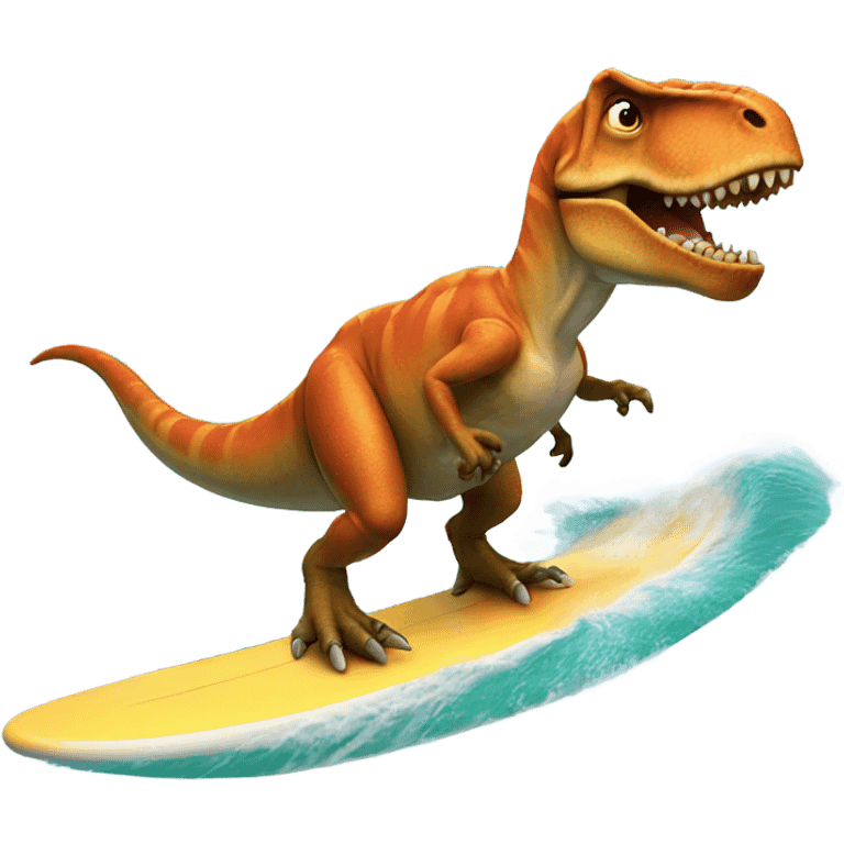 t-rex surfing  emoji