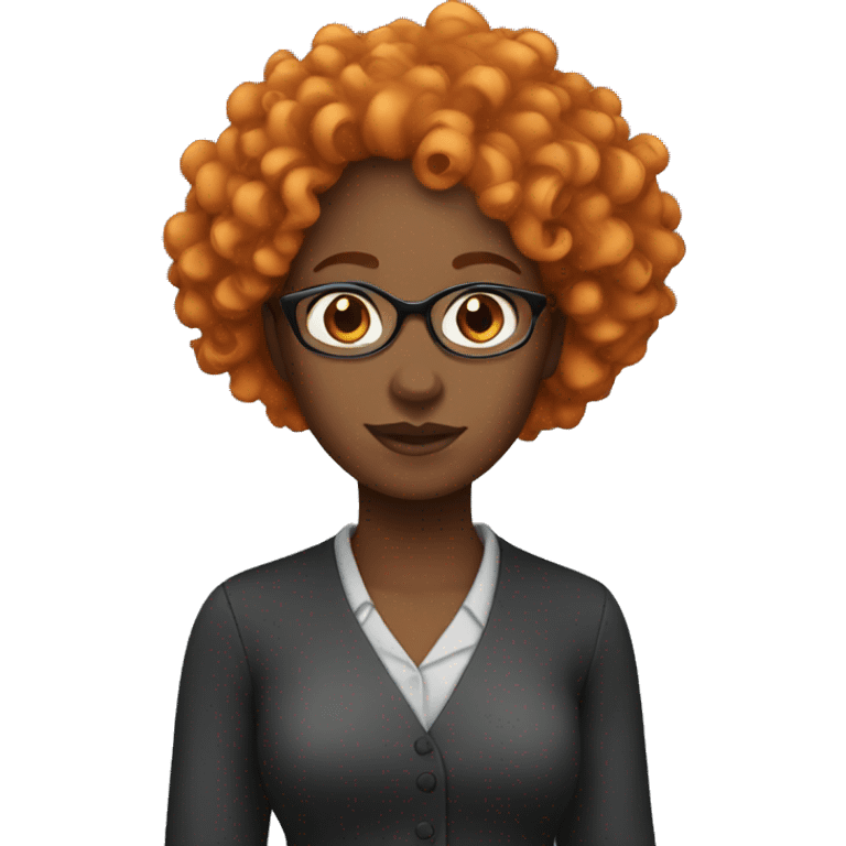 black woman, teacher with curly orange hair emoji