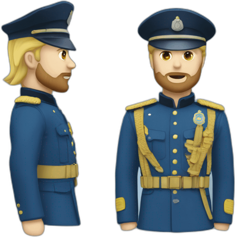 Blond man with a beard gendarme in blue uniform emoji