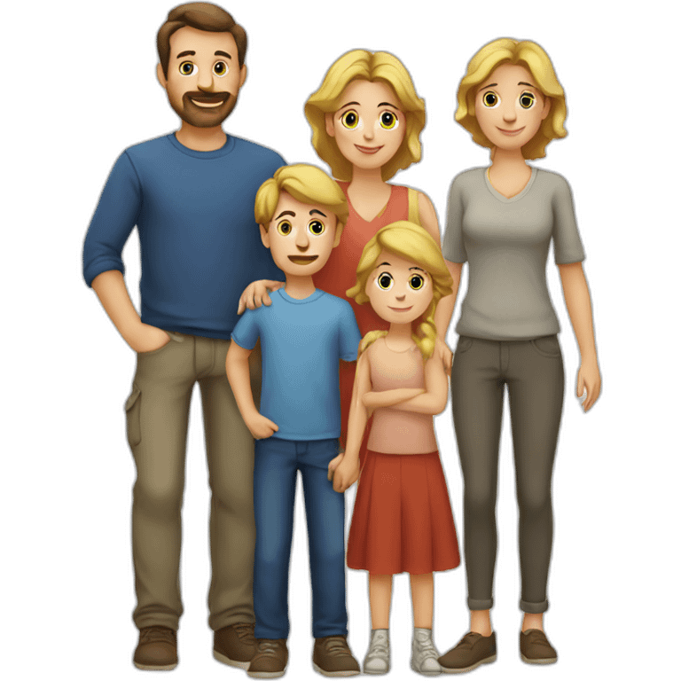 European Family with Man, Woman, 3 Boys emoji