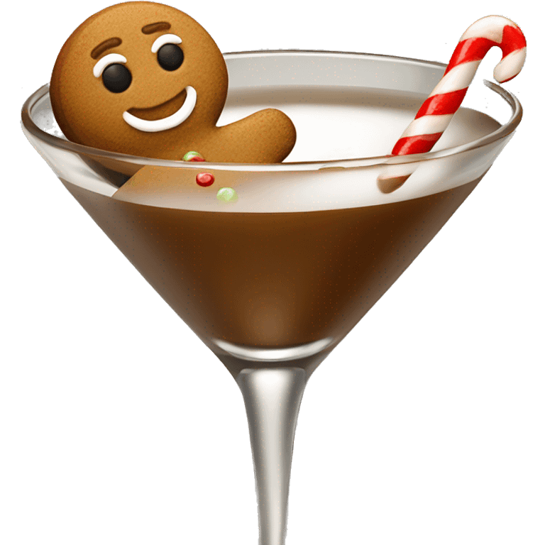 Tiny Gingerbread man in a gingerbread martini emoji