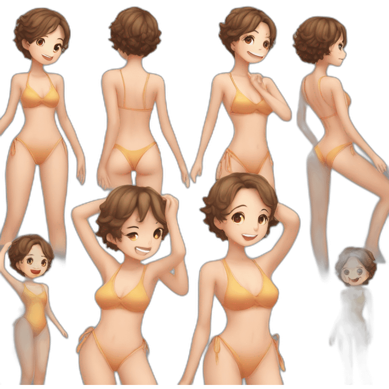 upperbody female young child light skin one-piece swimsuit backless back cute adorable sweet emoji