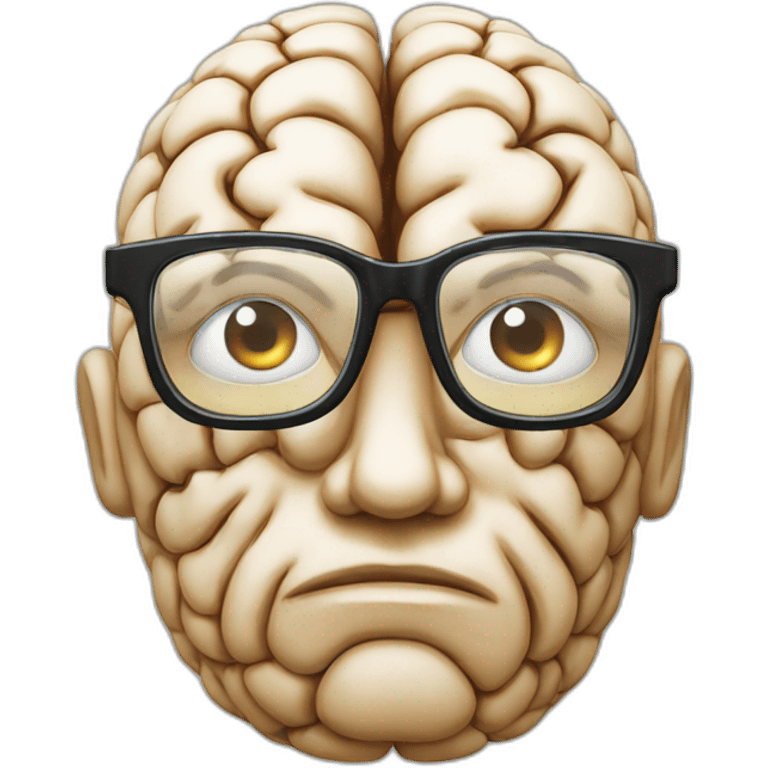 Brain with thick glasses - mind blown emoji