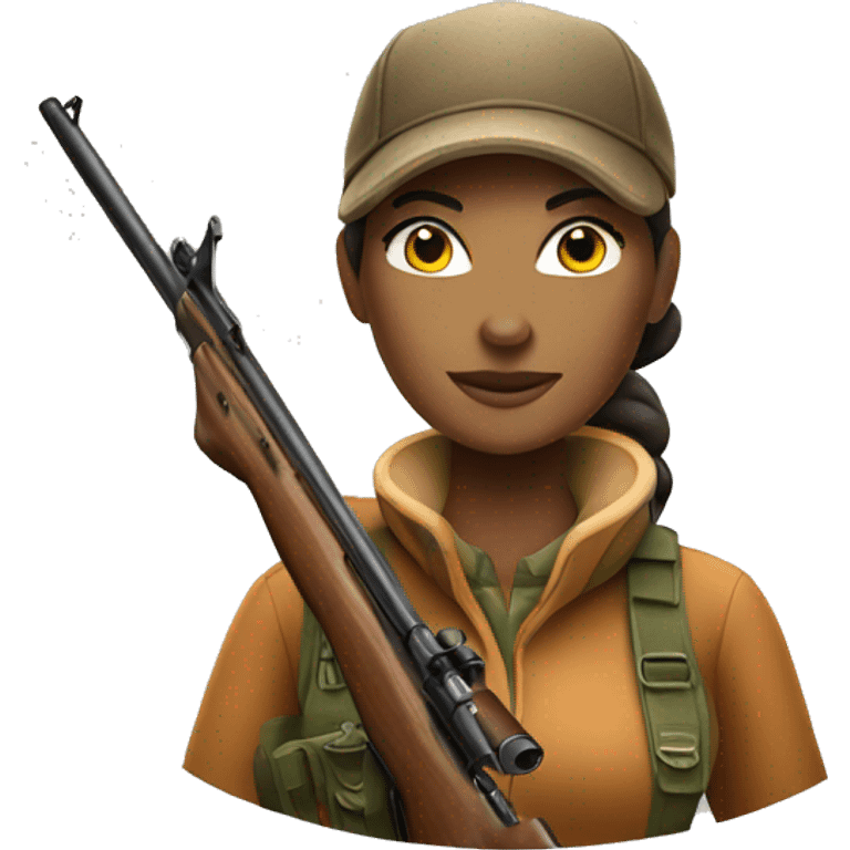 Female deer hunter with classic rifle emoji