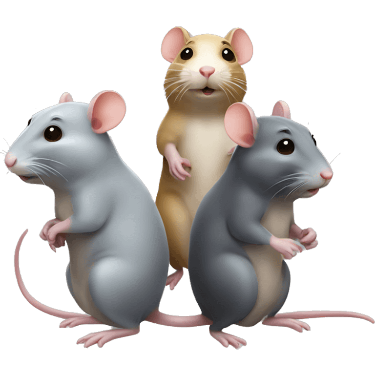 three differently colored rats gossiping emoji