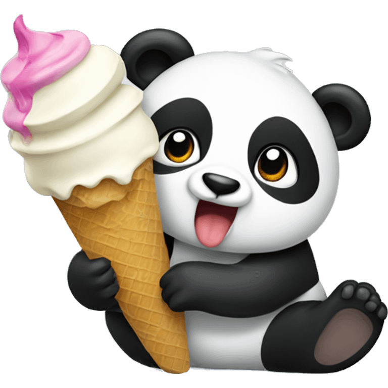 Panda eating ice cream emoji