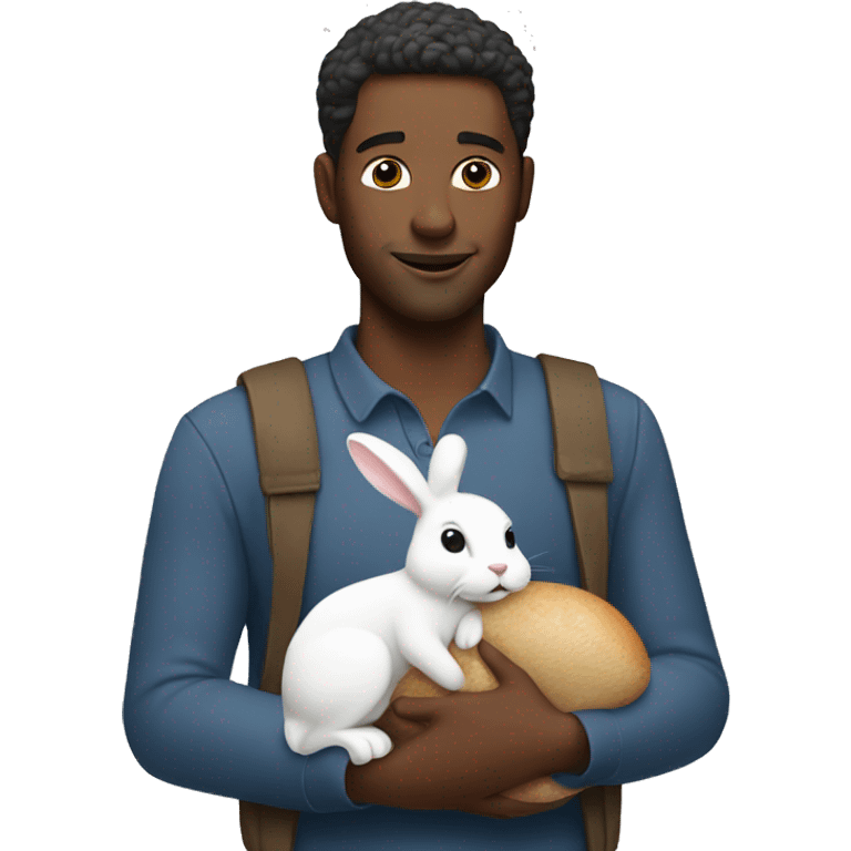 white man holding a bunny emoji