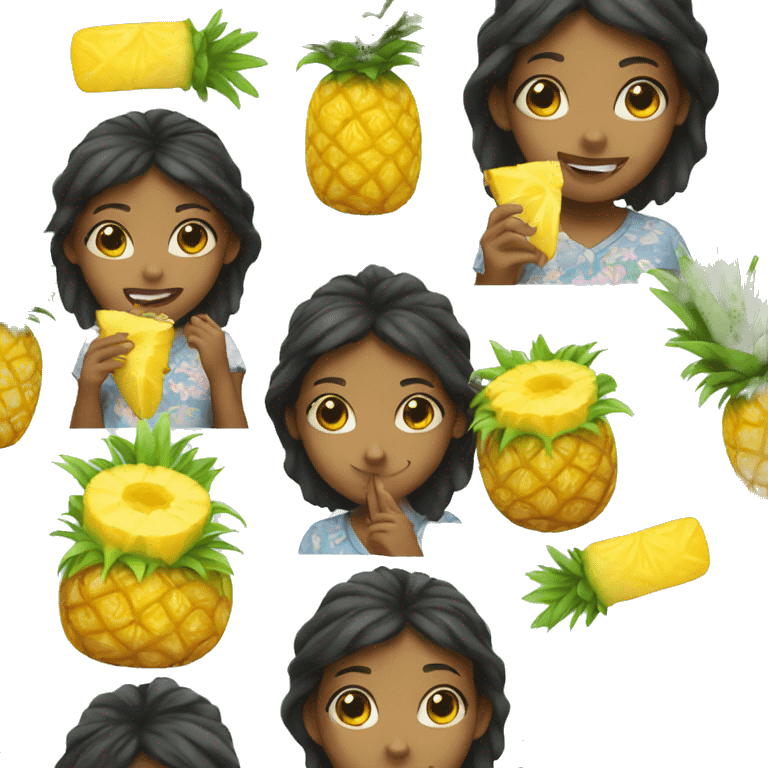 Girl eating pineapple  emoji