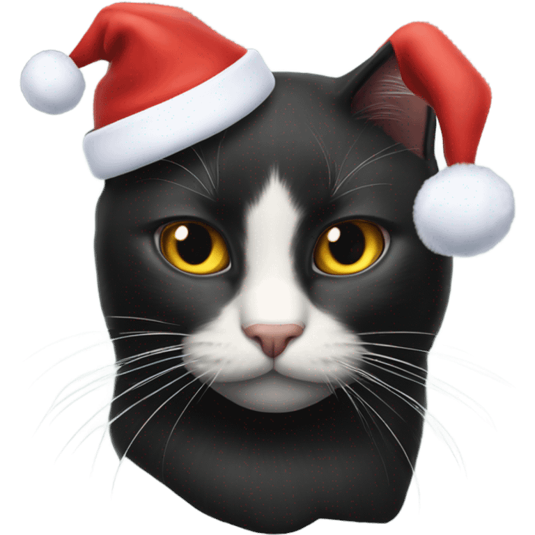 ONE black cat and TWO blonde cats wearing Santa’s hats  emoji