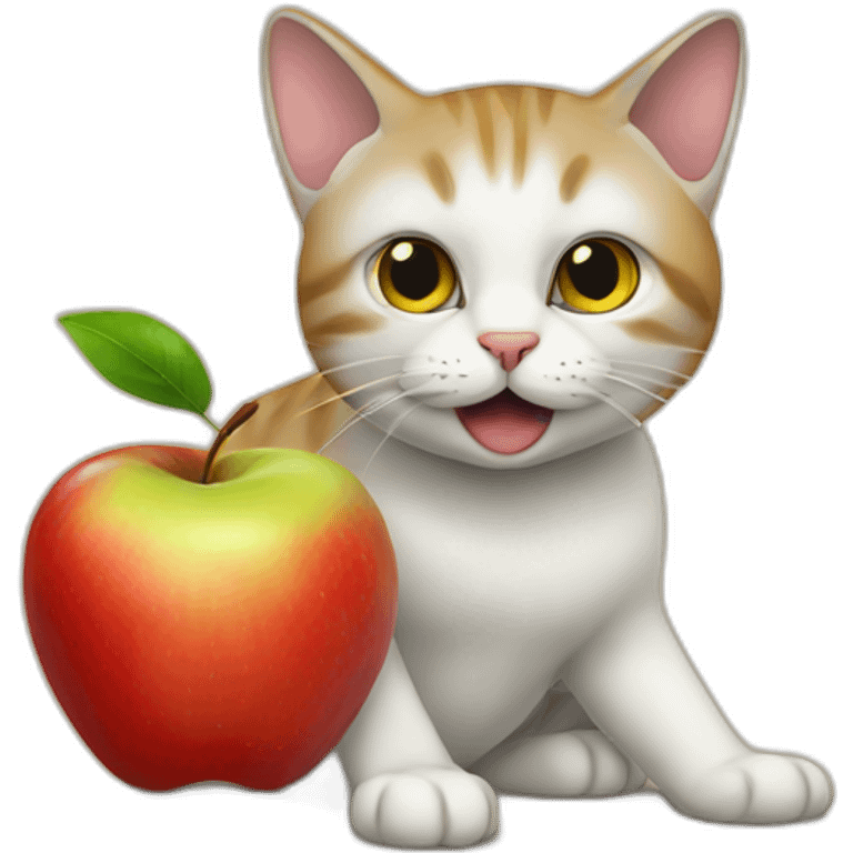 Cat eatin apple in sudan emoji